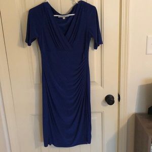 V neck blue dress
